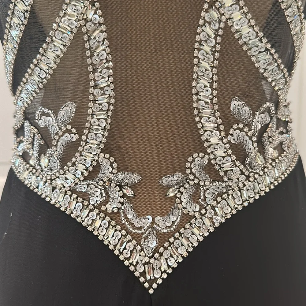 Jazz couture size 8 black and sequin long gown. - Picture 6 of 13